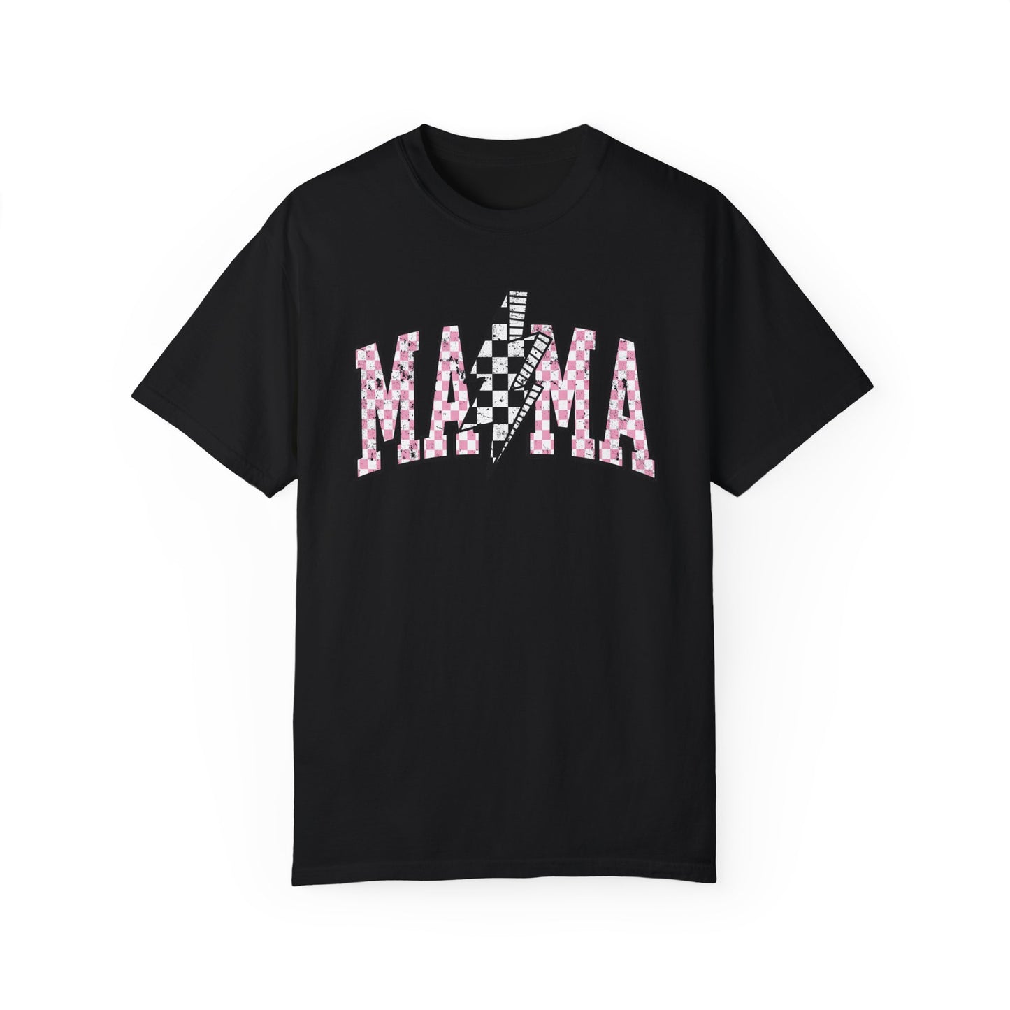 Mama Checkered Lightning Bolt Tee,Mom Shirt, Vintage Grunge Aesthetic, Cool Gift For Mom, Mothers Day, Oversized Comfort Colors T Shirt,