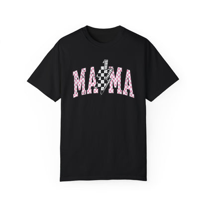 Mama Checkered Lightning Bolt Tee,Mom Shirt, Vintage Grunge Aesthetic, Cool Gift For Mom, Mothers Day, Oversized Comfort Colors T Shirt,