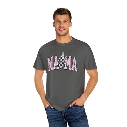 Mama Checkered Lightning Bolt Tee,Mom Shirt, Vintage Grunge Aesthetic, Cool Gift For Mom, Mothers Day, Oversized Comfort Colors T Shirt,