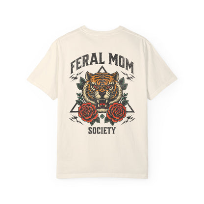 Feral Mom Society Shirt, Distressed Tiger Tee, Trendy Mom Shirt