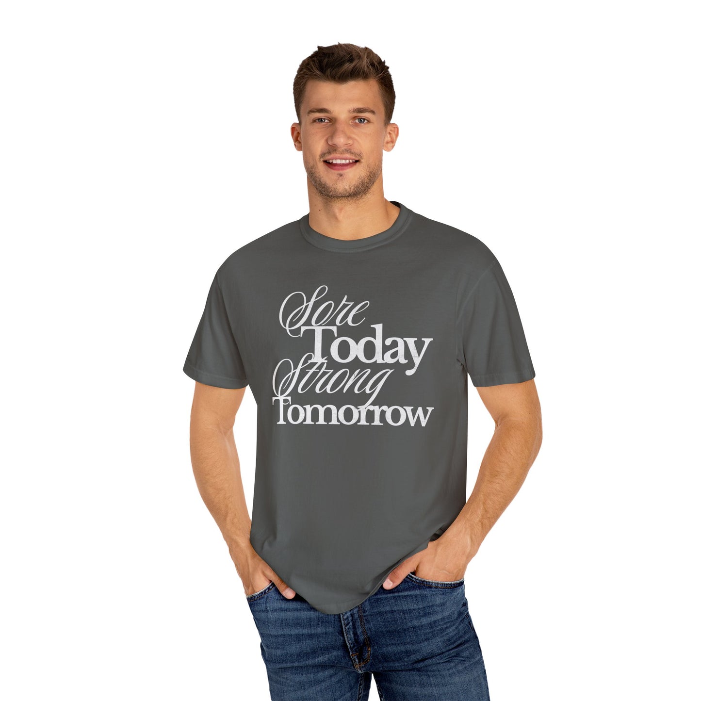 Sore Today Strong Tomorrow Gym Shirt, Weightlifting Tee, Trendy Oversized Workout Top, Comfort Colors Tee, Lift Heavy