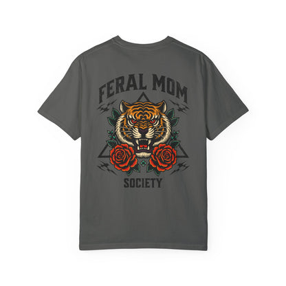 Feral Mom Society Shirt, Distressed Tiger Tee, Trendy Mom Shirt