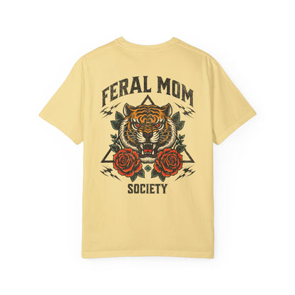 Feral Mom Society Shirt, Distressed Tiger Tee, Trendy Mom Shirt