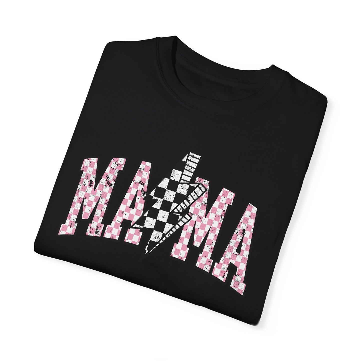 Mama Checkered Lightning Bolt Tee,Mom Shirt, Vintage Grunge Aesthetic, Cool Gift For Mom, Mothers Day, Oversized Comfort Colors T Shirt,