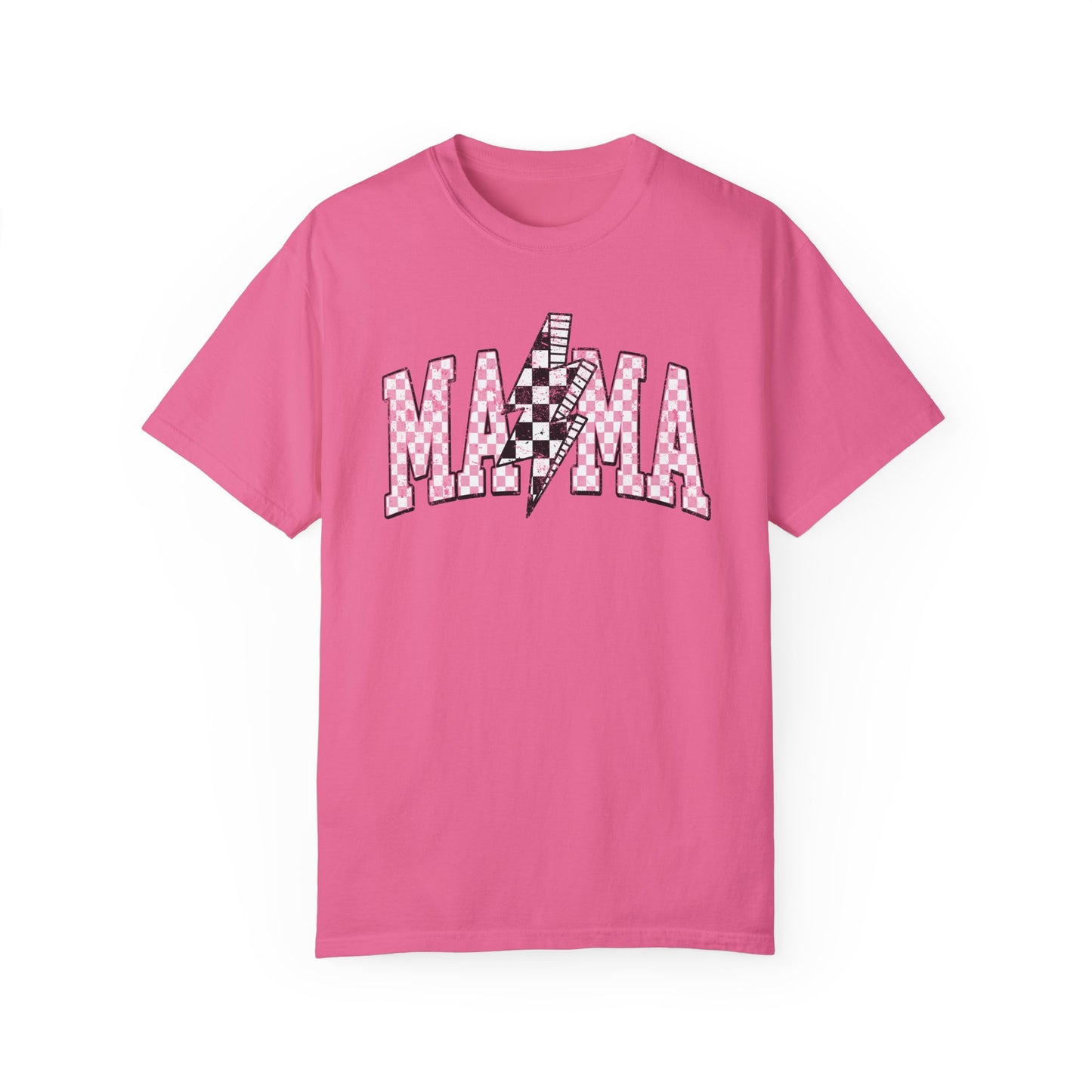 Mama Checkered Lightning Bolt Tee,Mom Shirt, Vintage Grunge Aesthetic, Cool Gift For Mom, Mothers Day, Oversized Comfort Colors T Shirt,