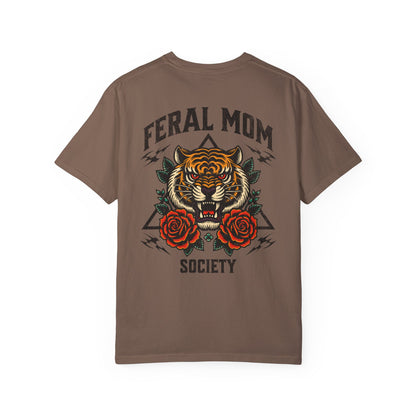 Feral Mom Society Shirt, Distressed Tiger Tee, Trendy Mom Shirt