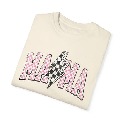 Mama Checkered Lightning Bolt Tee,Mom Shirt, Vintage Grunge Aesthetic, Cool Gift For Mom, Mothers Day, Oversized Comfort Colors T Shirt,