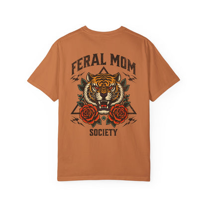 Feral Mom Society Shirt, Distressed Tiger Tee, Trendy Mom Shirt