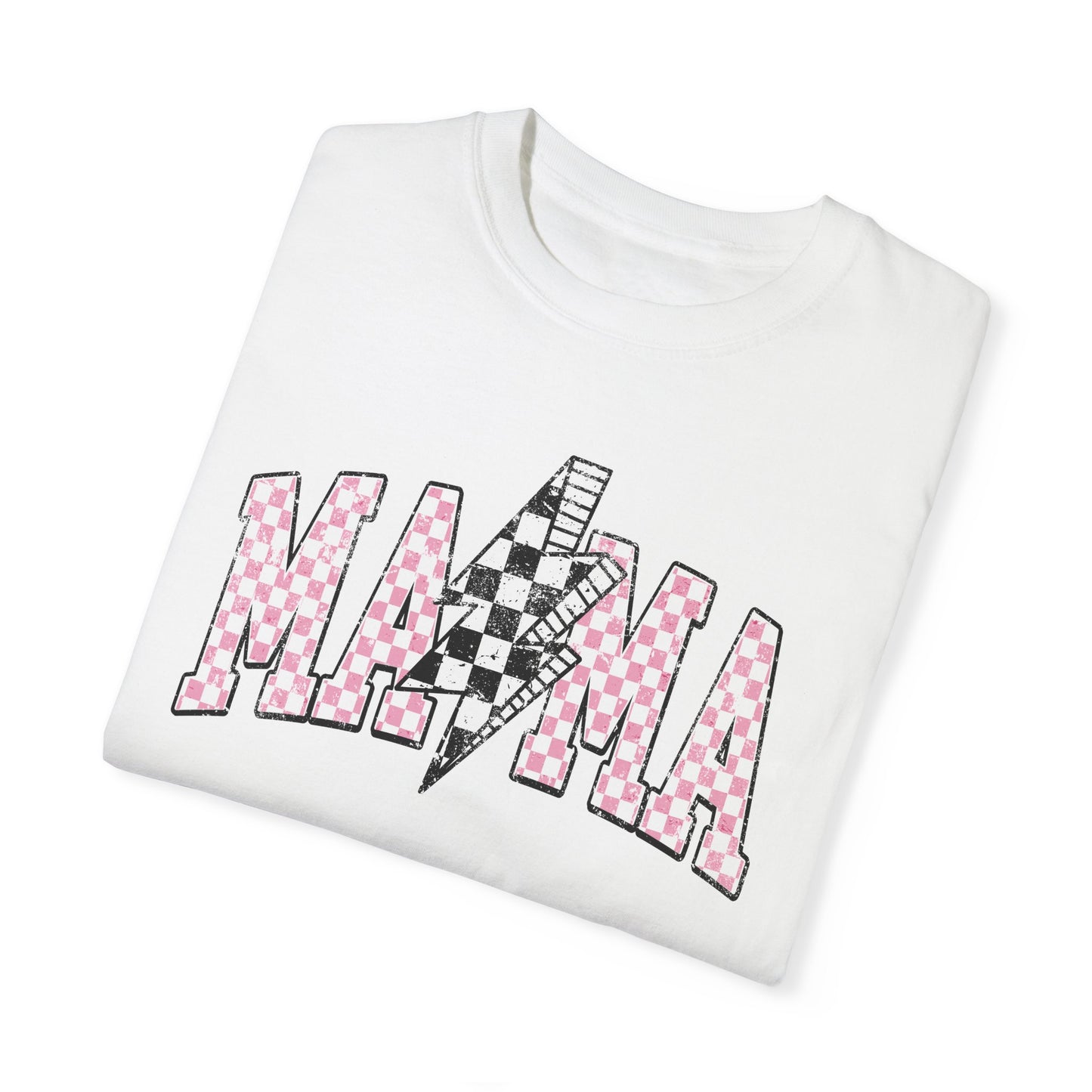 Mama Checkered Lightning Bolt Tee,Mom Shirt, Vintage Grunge Aesthetic, Cool Gift For Mom, Mothers Day, Oversized Comfort Colors T Shirt,
