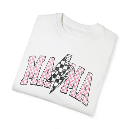 Mama Checkered Lightning Bolt Tee,Mom Shirt, Vintage Grunge Aesthetic, Cool Gift For Mom, Mothers Day, Oversized Comfort Colors T Shirt,