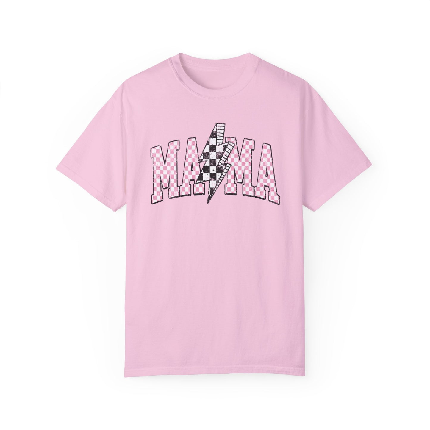 Mama Checkered Lightning Bolt Tee,Mom Shirt, Vintage Grunge Aesthetic, Cool Gift For Mom, Mothers Day, Oversized Comfort Colors T Shirt,