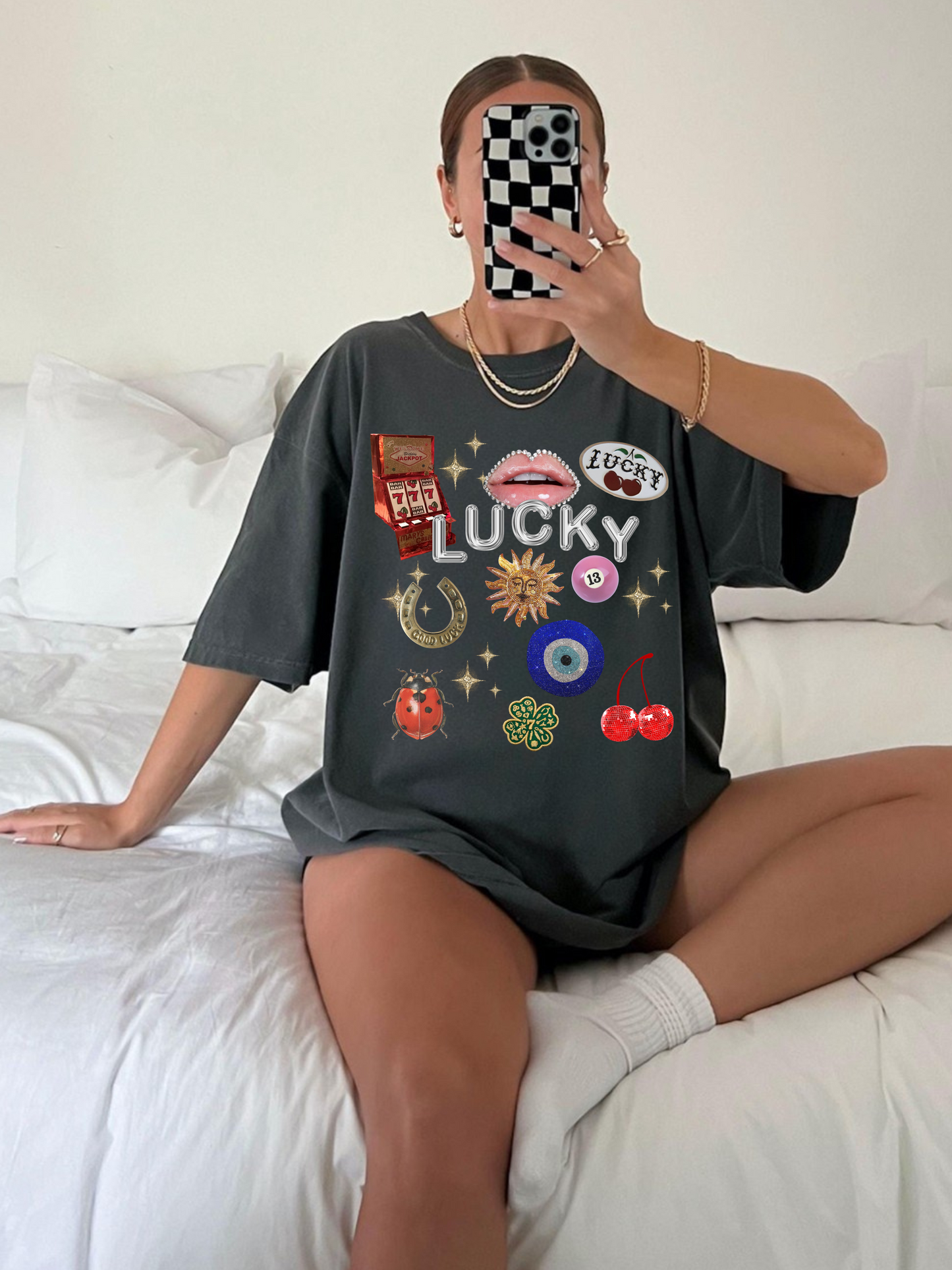 Lucky Symbols Collage Tee