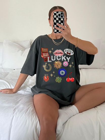 Lucky Symbols Collage Tee
