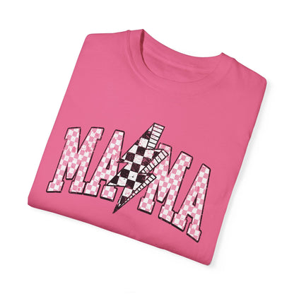 Mama Checkered Lightning Bolt Tee,Mom Shirt, Vintage Grunge Aesthetic, Cool Gift For Mom, Mothers Day, Oversized Comfort Colors T Shirt,