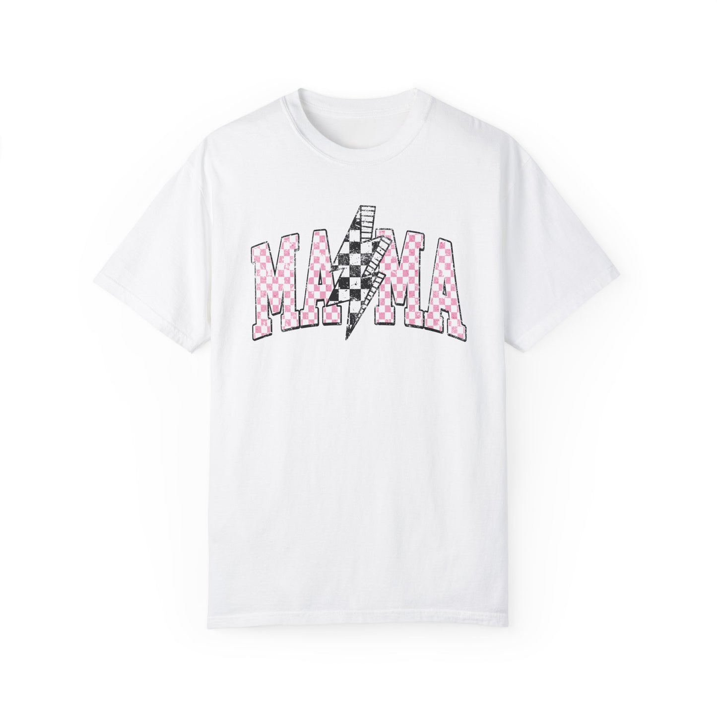 Mama Checkered Lightning Bolt Tee,Mom Shirt, Vintage Grunge Aesthetic, Cool Gift For Mom, Mothers Day, Oversized Comfort Colors T Shirt,