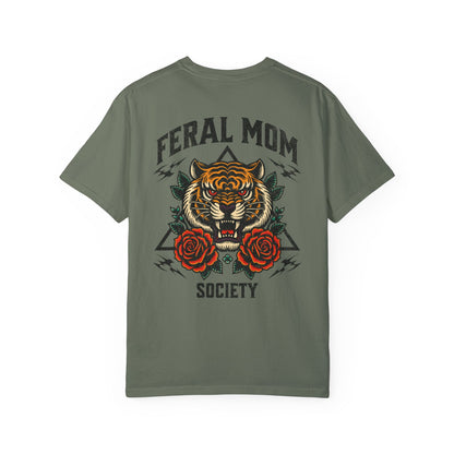 Feral Mom Society Shirt, Distressed Tiger Tee, Trendy Mom Shirt