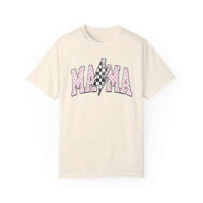 Mama Checkered Lightning Bolt Tee,Mom Shirt, Vintage Grunge Aesthetic, Cool Gift For Mom, Mothers Day, Oversized Comfort Colors T Shirt,