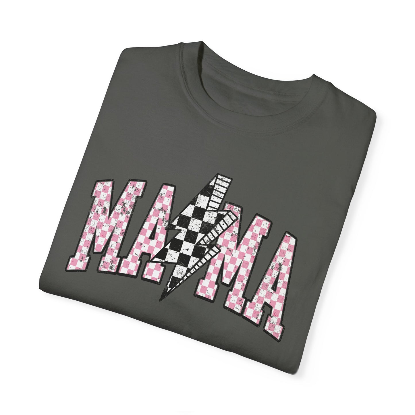 Mama Checkered Lightning Bolt Tee,Mom Shirt, Vintage Grunge Aesthetic, Cool Gift For Mom, Mothers Day, Oversized Comfort Colors T Shirt,