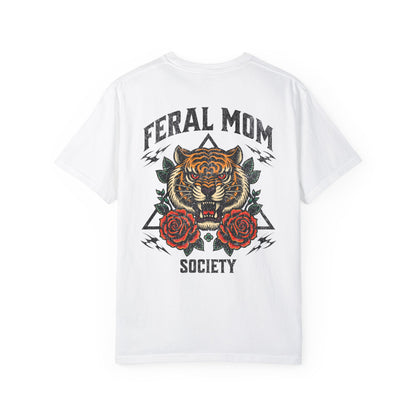 Feral Mom Society Shirt, Distressed Tiger Tee, Trendy Mom Shirt