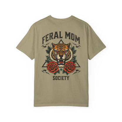 Feral Mom Society Shirt, Distressed Tiger Tee, Trendy Mom Shirt
