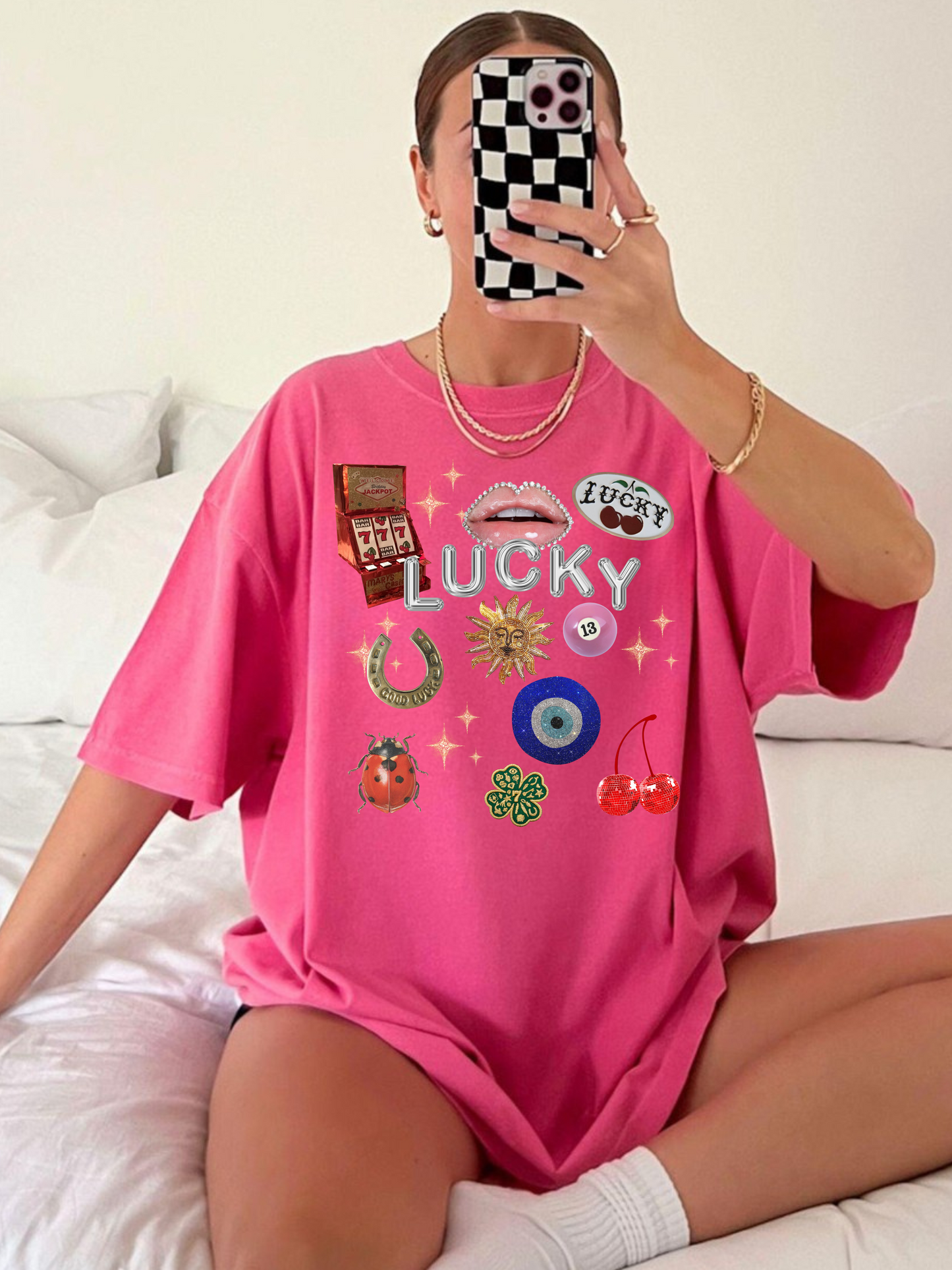 Lucky Symbols Collage Tee