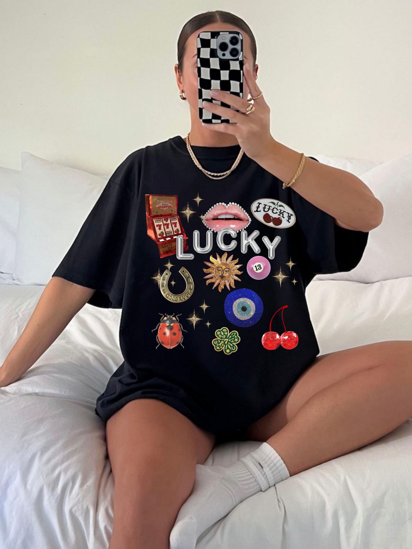 Lucky Symbols Collage Tee