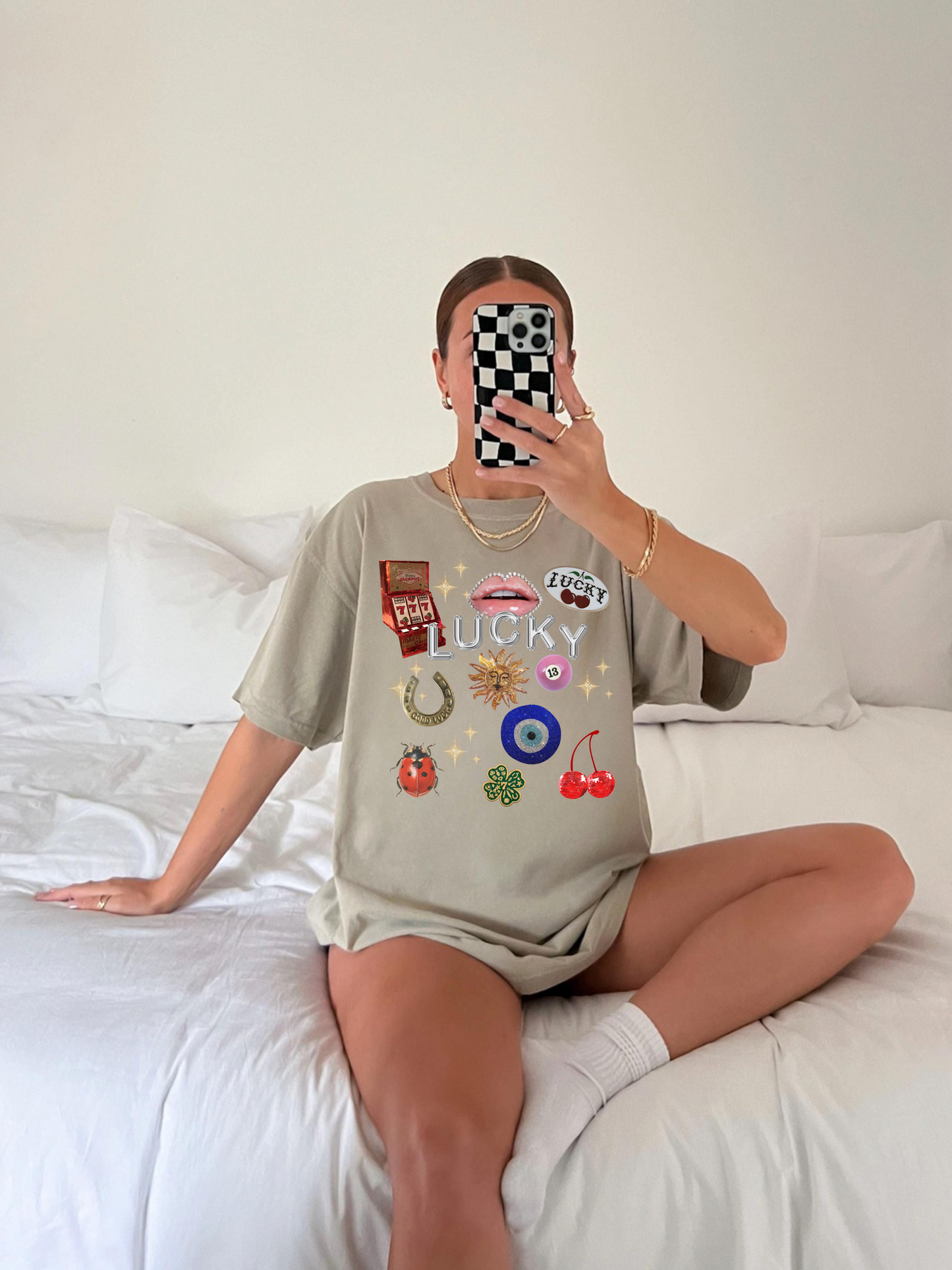 Lucky Symbols Collage Tee