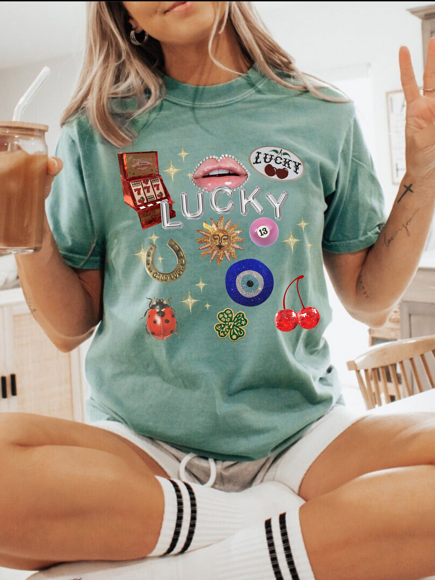 Lucky Symbols Collage Tee