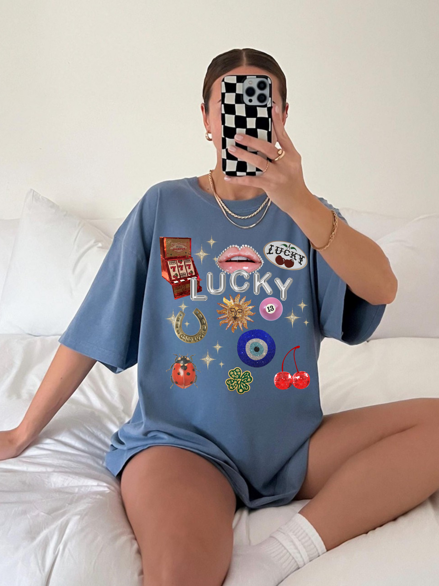 Lucky Symbols Collage Tee