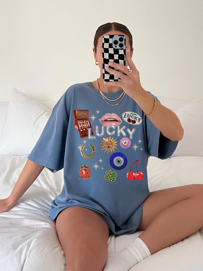 Lucky Symbols Collage Tee